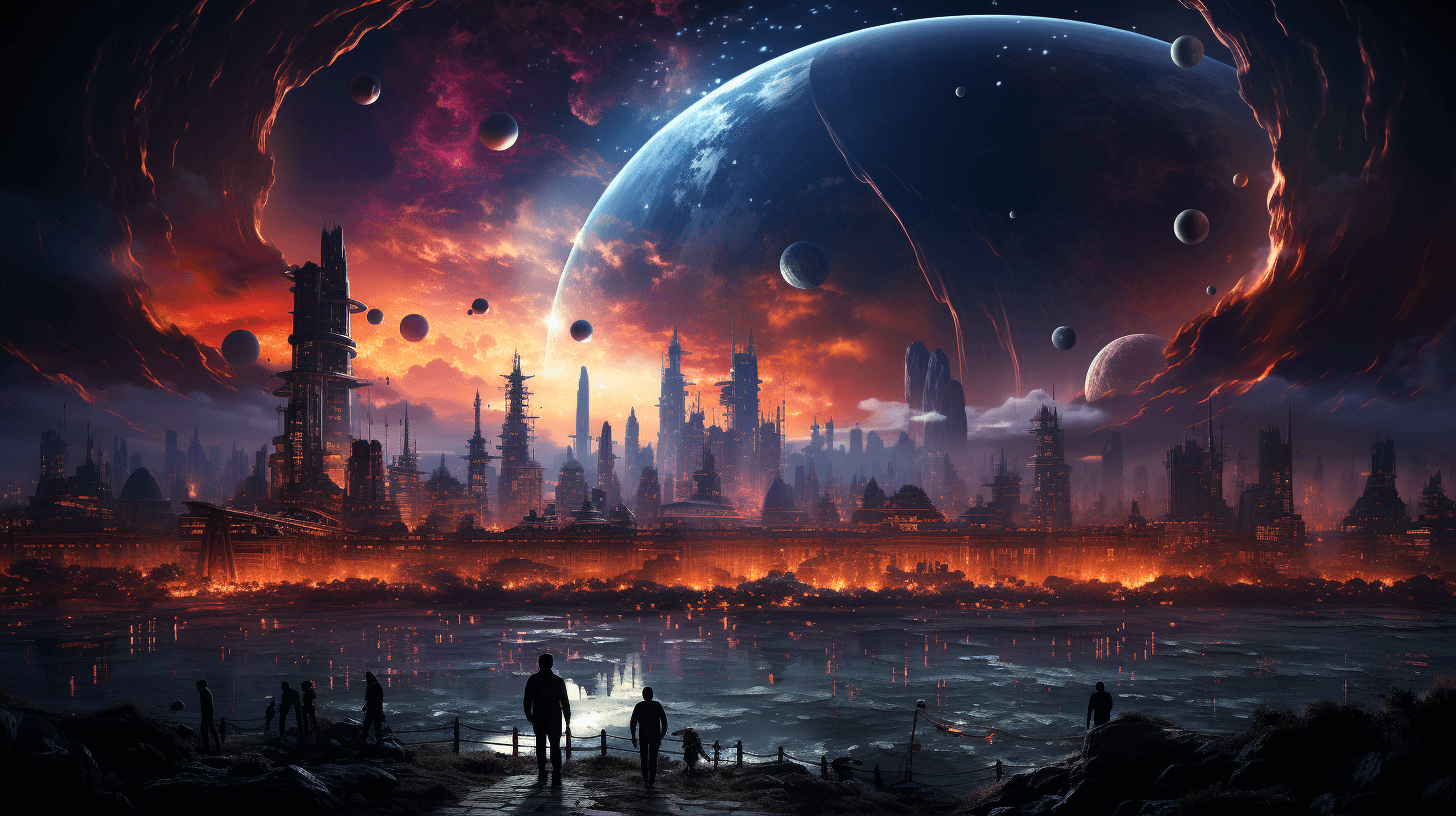 A-futuristic-city-with-a-planet-in-the-background